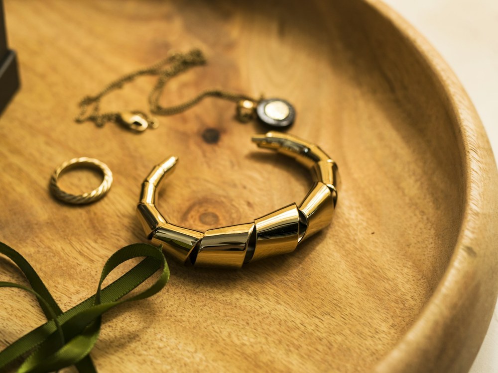 Wall of gold bangles inside the showroom